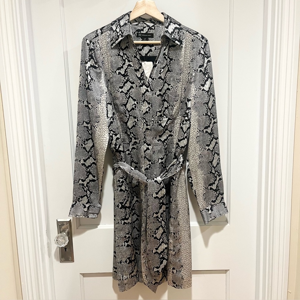 NWT I.N.C. International Concepts Silk Snakeskin Shirtdress 12